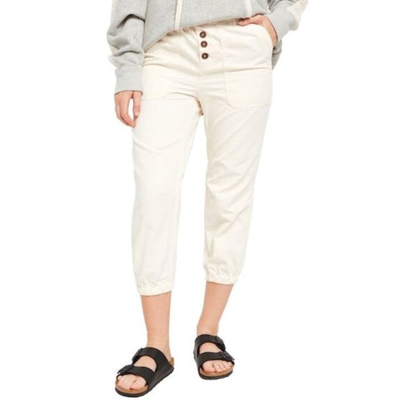 Free People Cadet Pull-on Joggers, Ivory, Size Large - Picture 1 of 4